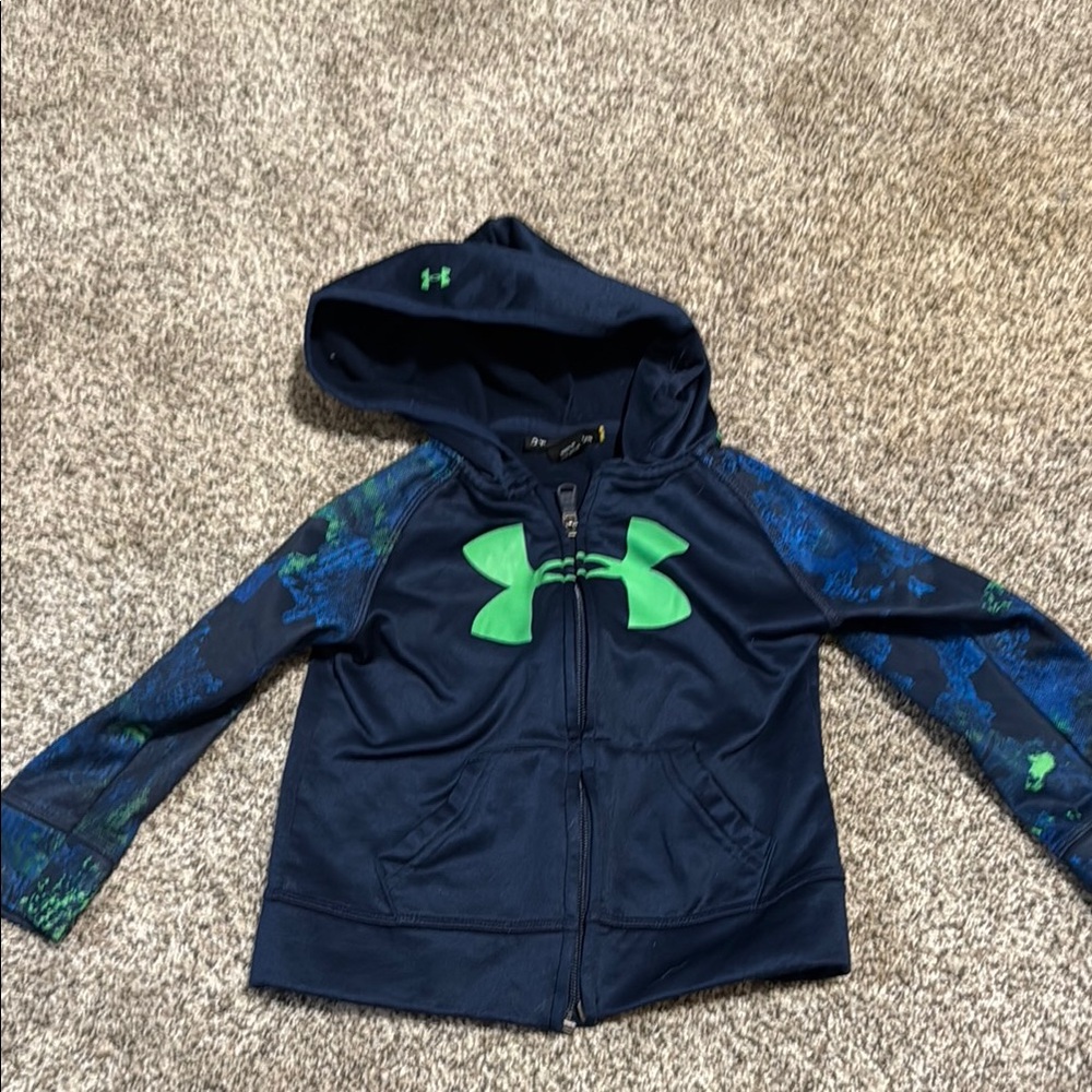 Under Armour Navy and Green Zip-Up Hoodie